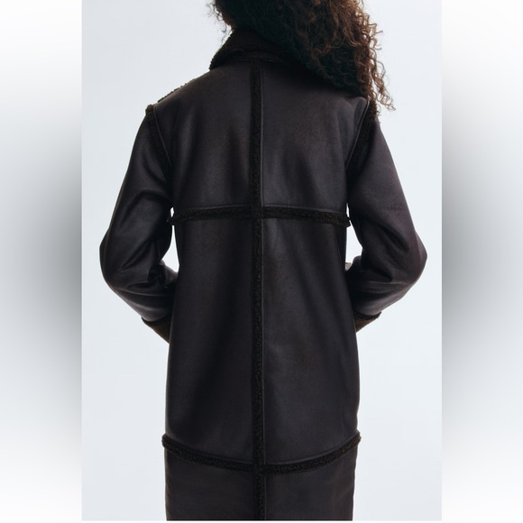 Women's Brown Shearling Coat - Picture 9 of 11
